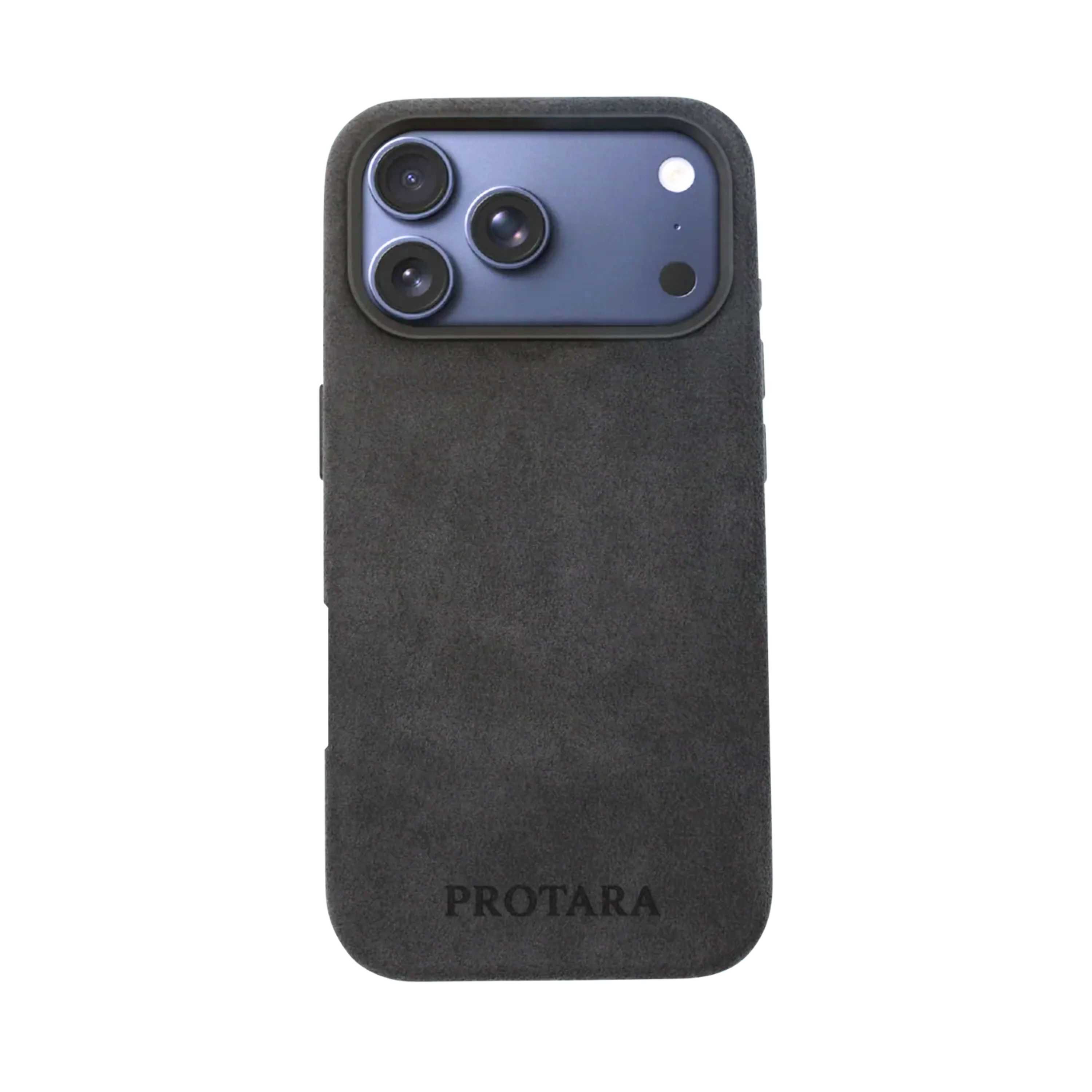 PROTARA Alcantara iPhone 17 Pro Max suojakotelo - Midnight Jet Black (keskiyönmusta)