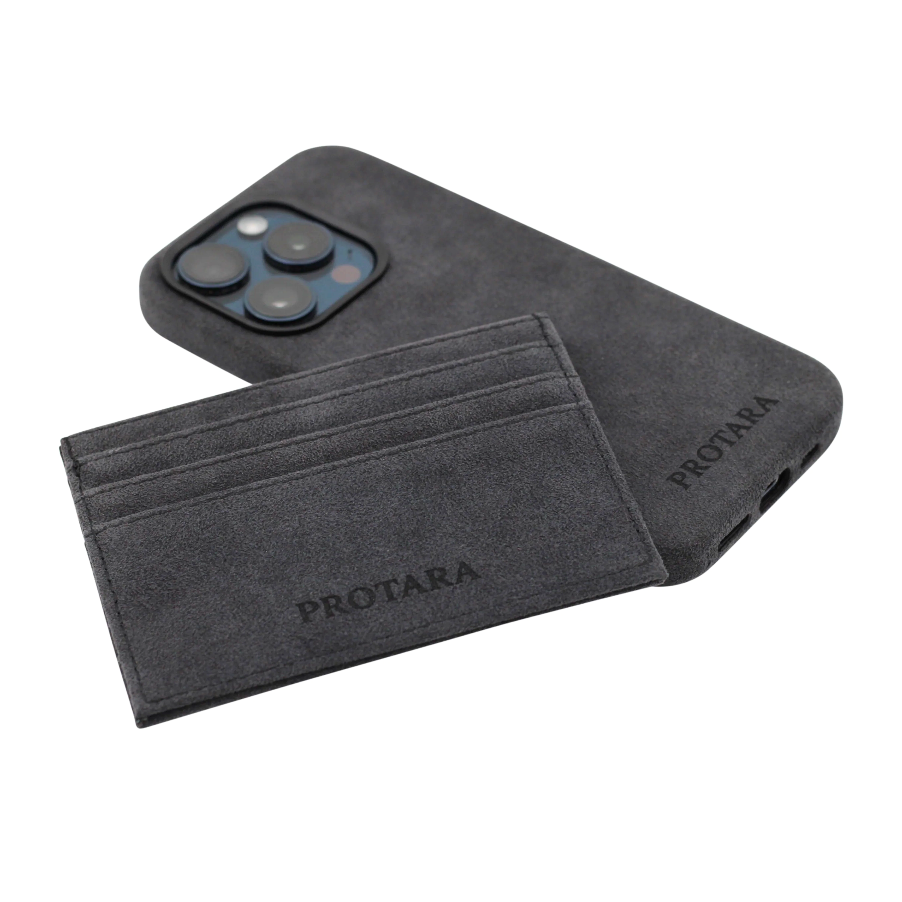 PROTARA Alcantara-korttikotelo - Midnight Jet Musta