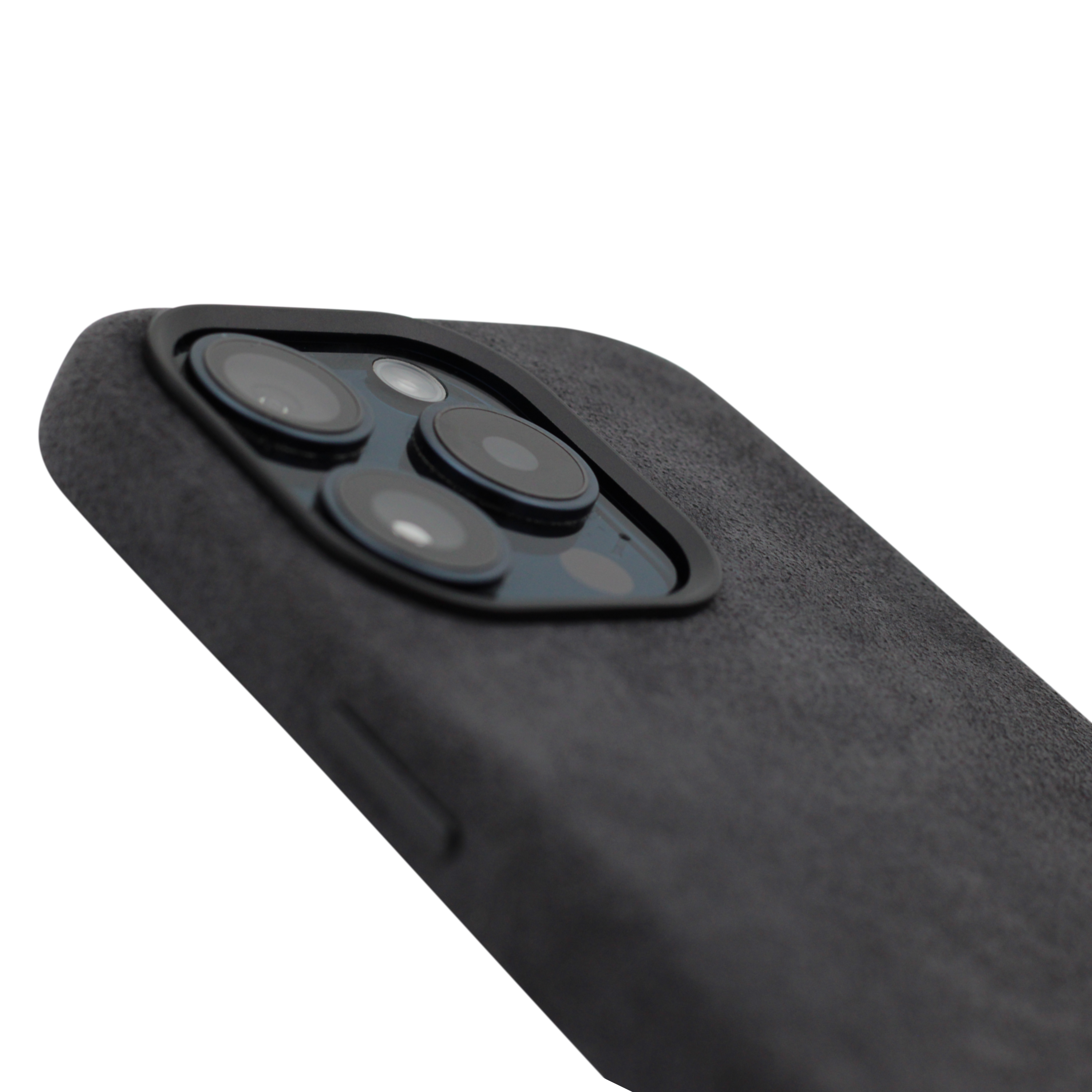 PROTARA Alcantara iPhone 15 Pro Max suojakotelo - Midnight Jet Black (keskiyönmusta)