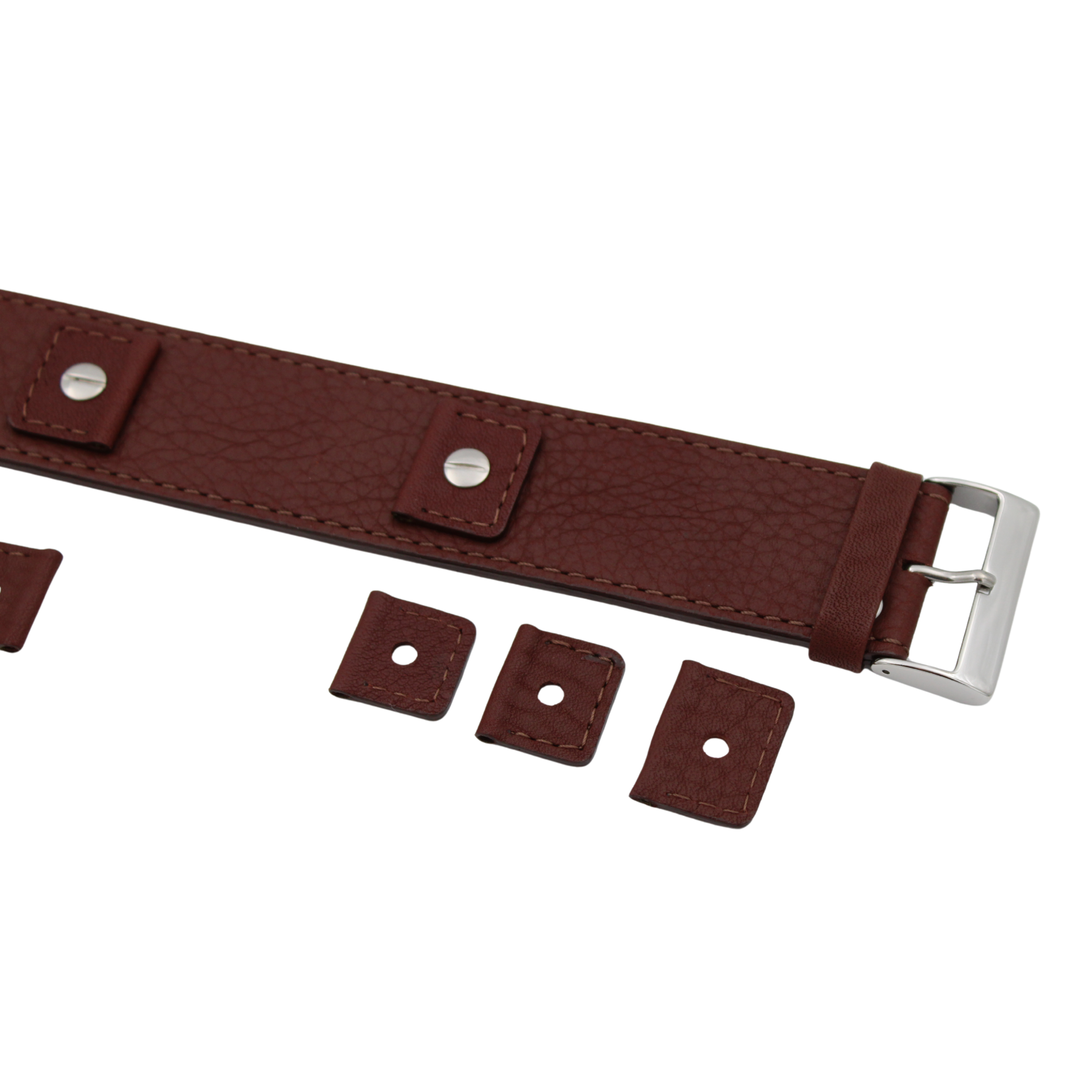 Pohjan nahkahihna - 32 mm Tummanruskea Buffalo Grain, jossa on vaihdettavat kiinnikkeet