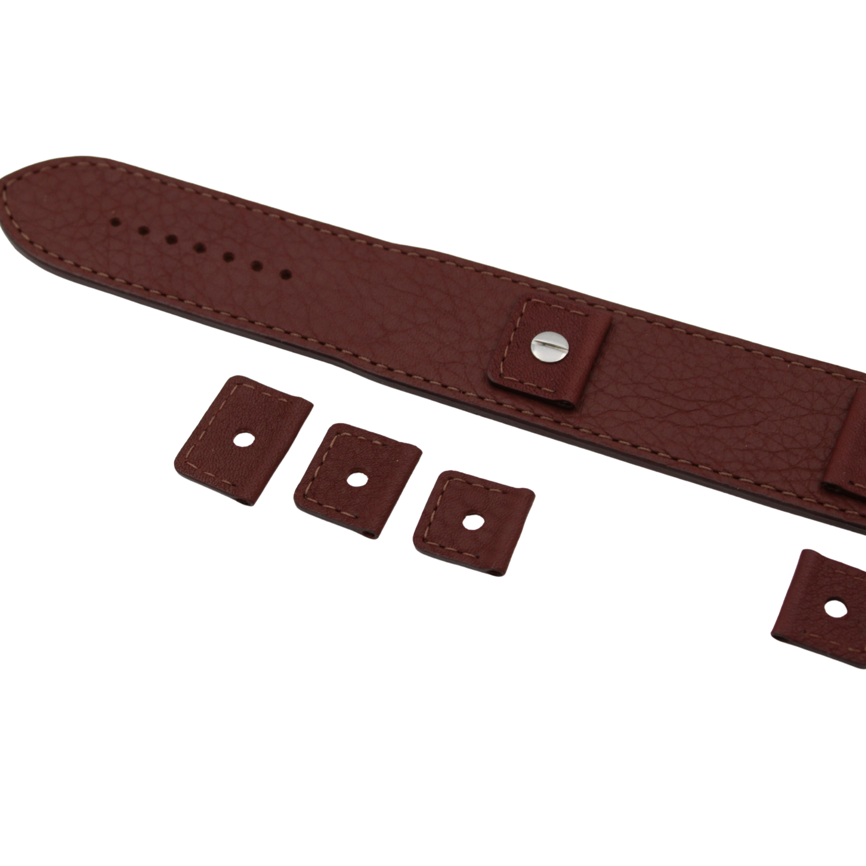 Pohjan nahkahihna - 32 mm Tummanruskea Buffalo Grain, jossa on vaihdettavat kiinnikkeet
