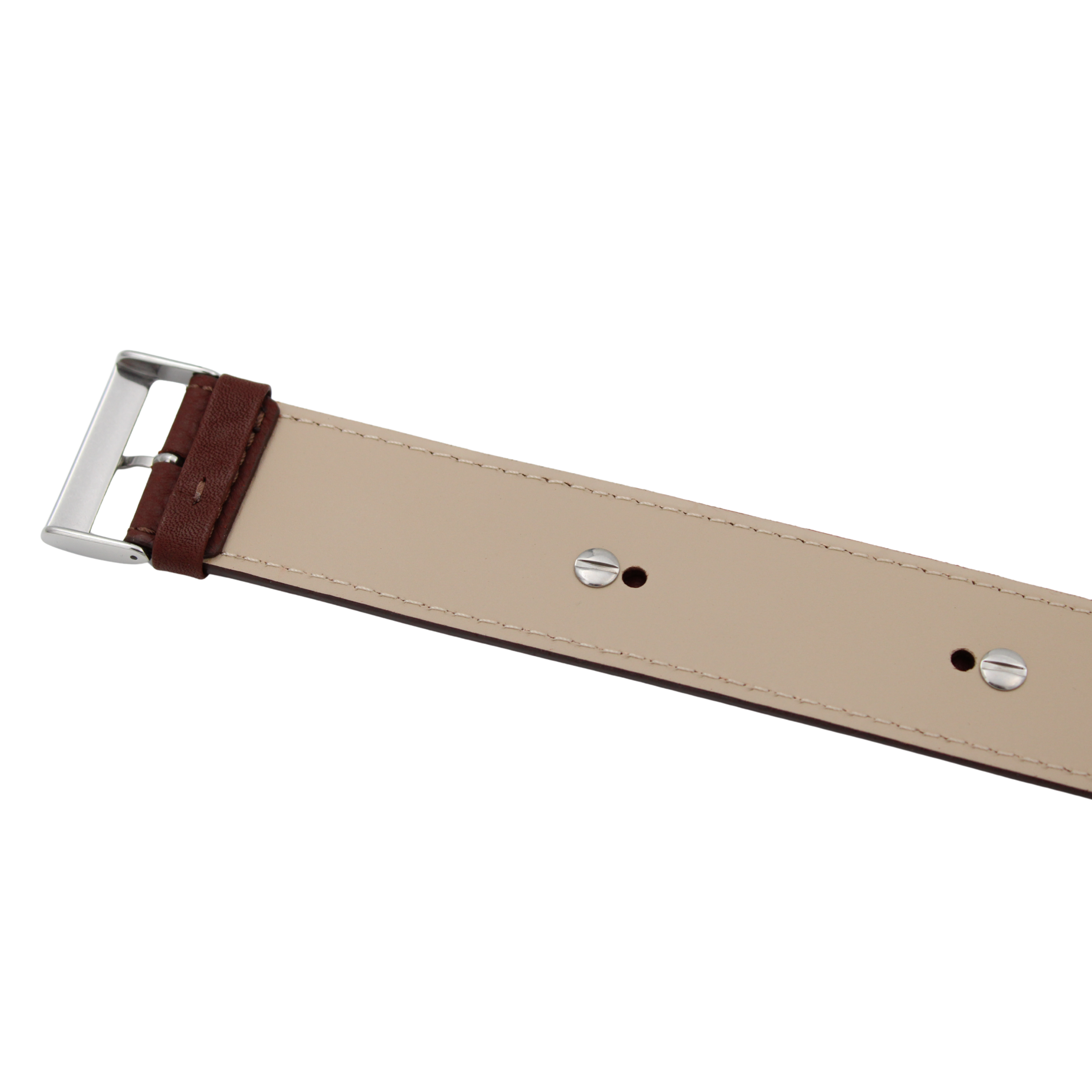 Pohjan nahkahihna - 32 mm Tummanruskea Buffalo Grain, jossa on vaihdettavat kiinnikkeet