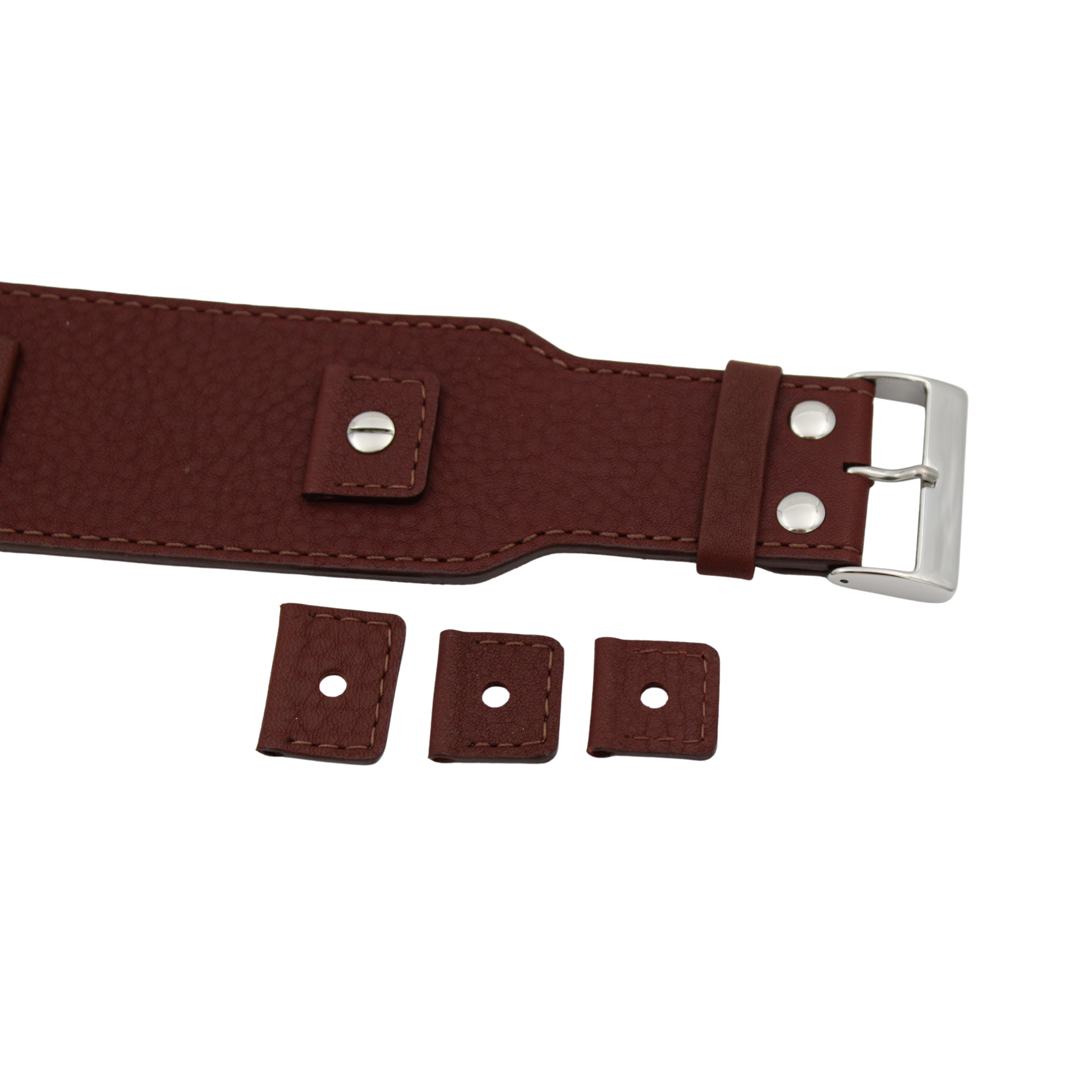 Pohjan nahkahihna - 45 mm Tummanruskea Buffalo Grain, jossa on vaihdettavat kiinnikkeet