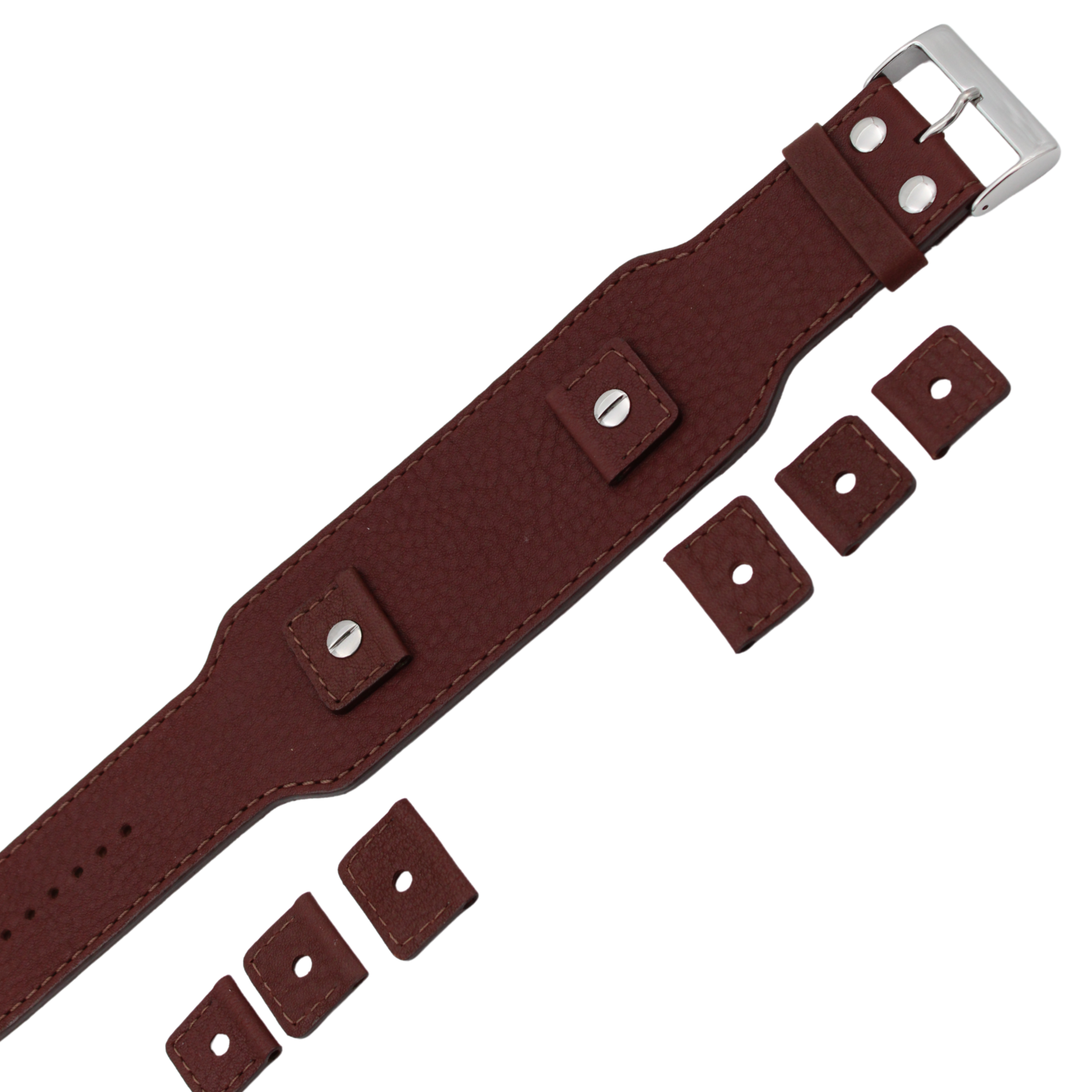 Pohjan nahkahihna - 45 mm Tummanruskea Buffalo Grain, jossa on vaihdettavat kiinnikkeet