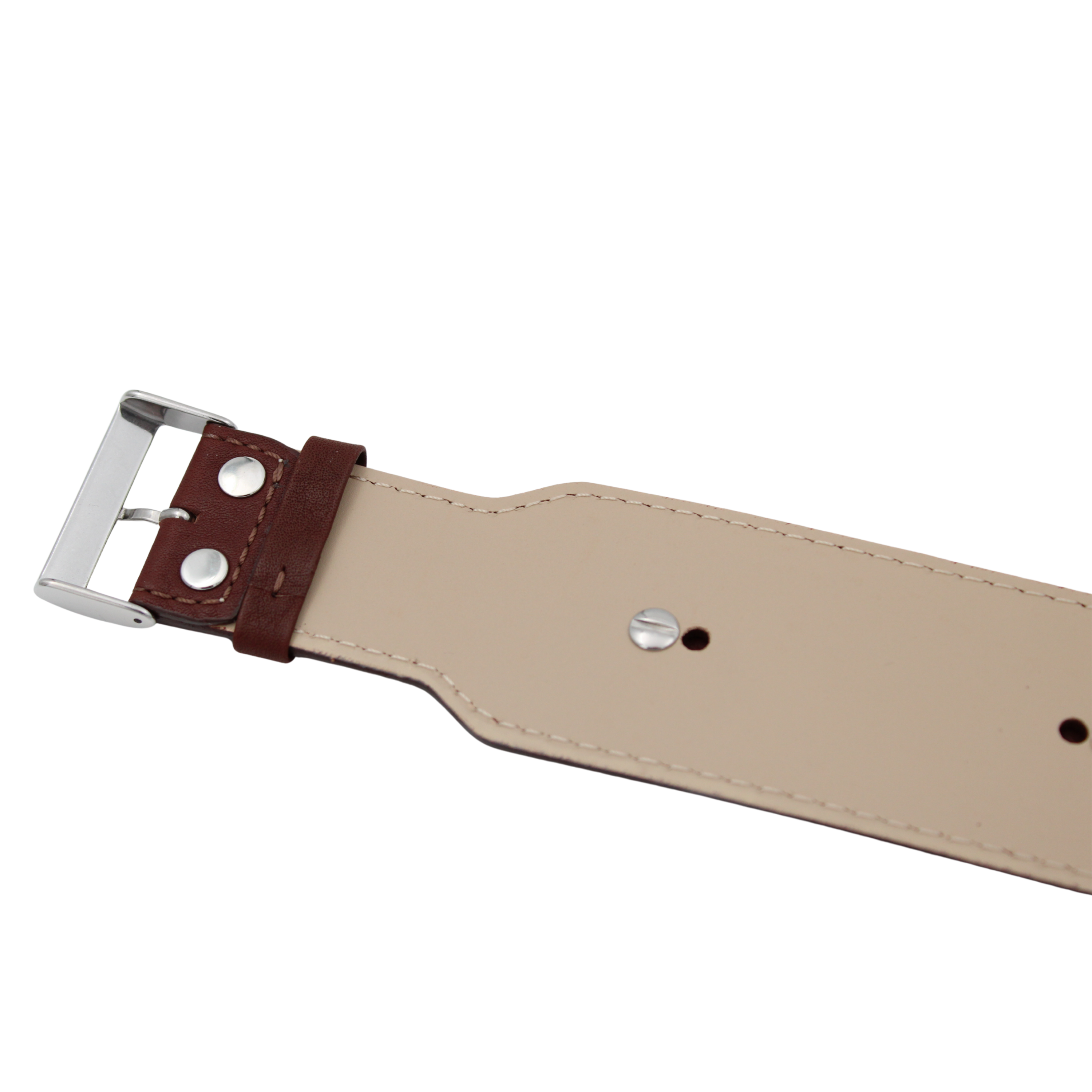 Pohjan nahkahihna - 45 mm Tummanruskea Buffalo Grain, jossa on vaihdettavat kiinnikkeet