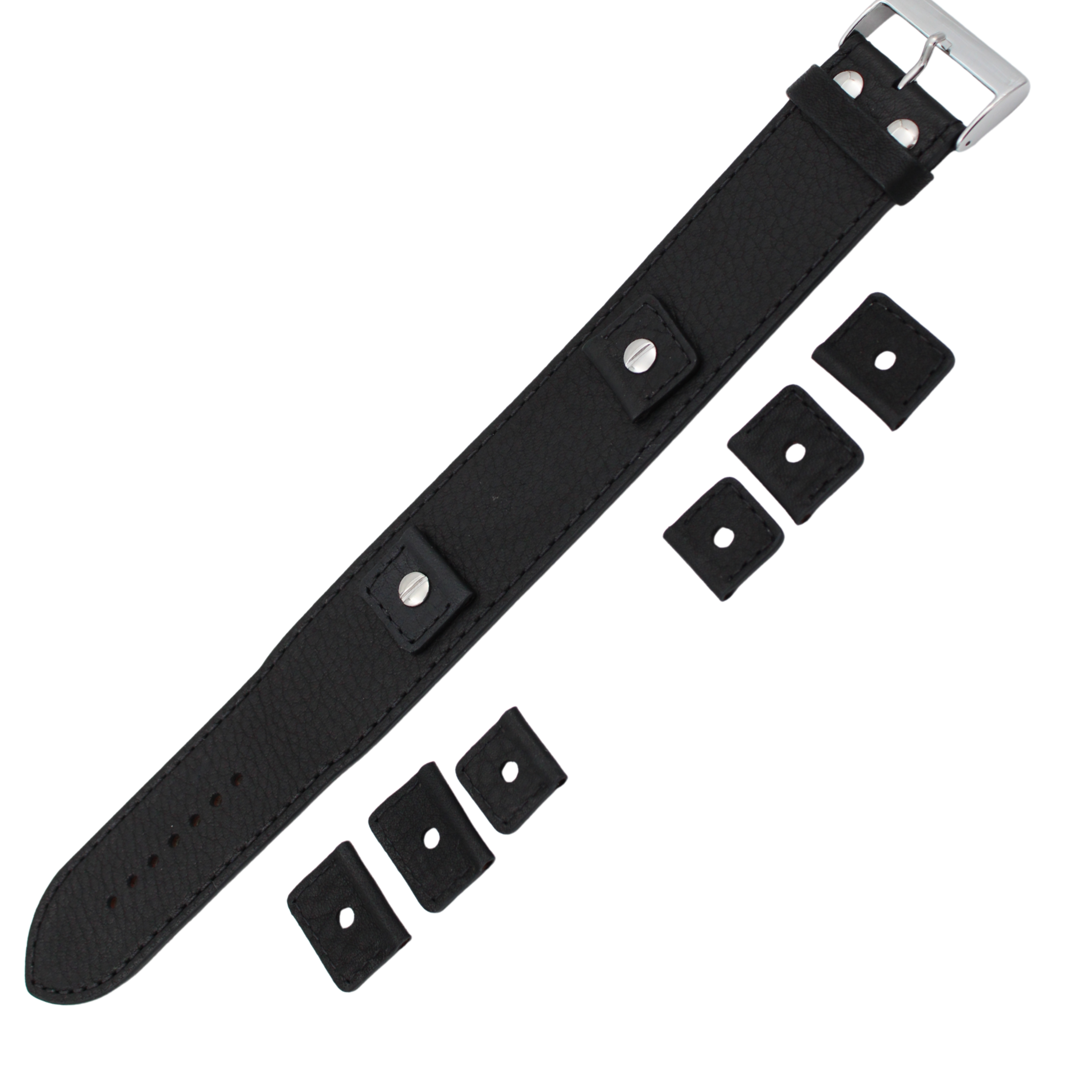 Pohjakiskon hihna - 32 mm musta Buffalo Grain, jossa on vaihdettavat kiinnikkeet