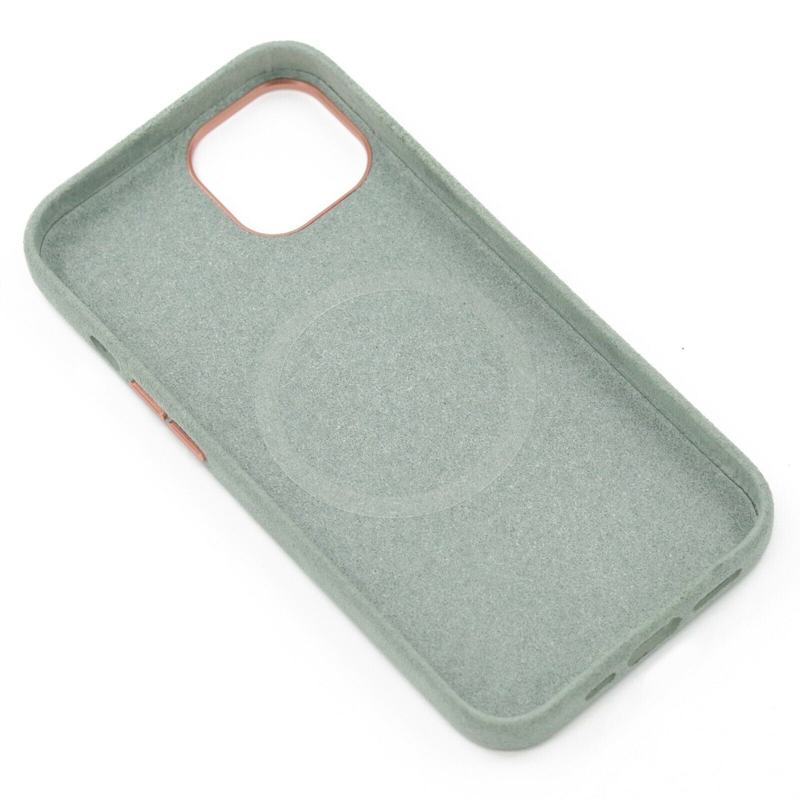 iPhone 13 Alcantara Magsafe kotelo vaaleanvihreä