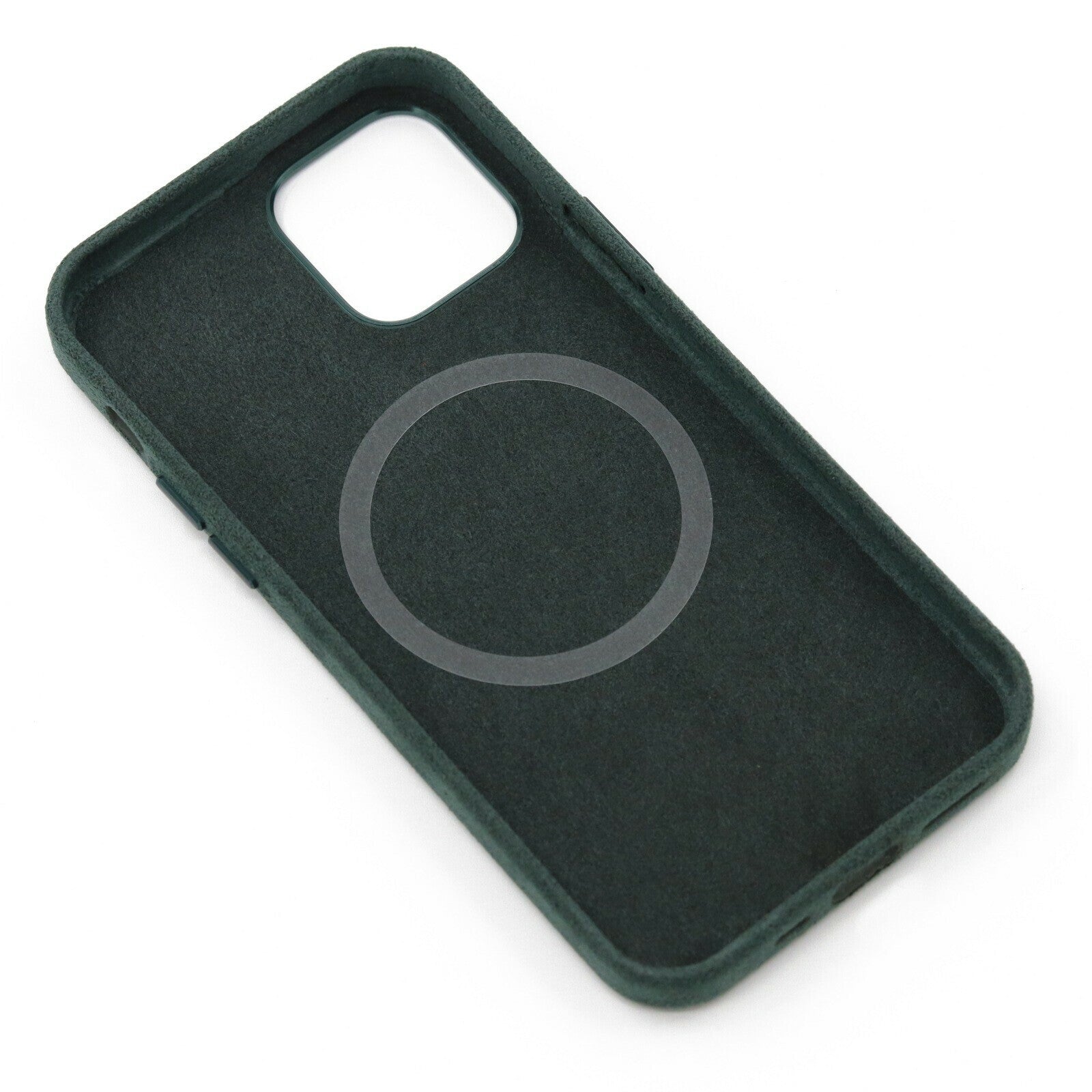 iPhone 12/12 Pro Alcantara Magsafe kotelo tummanvihreä