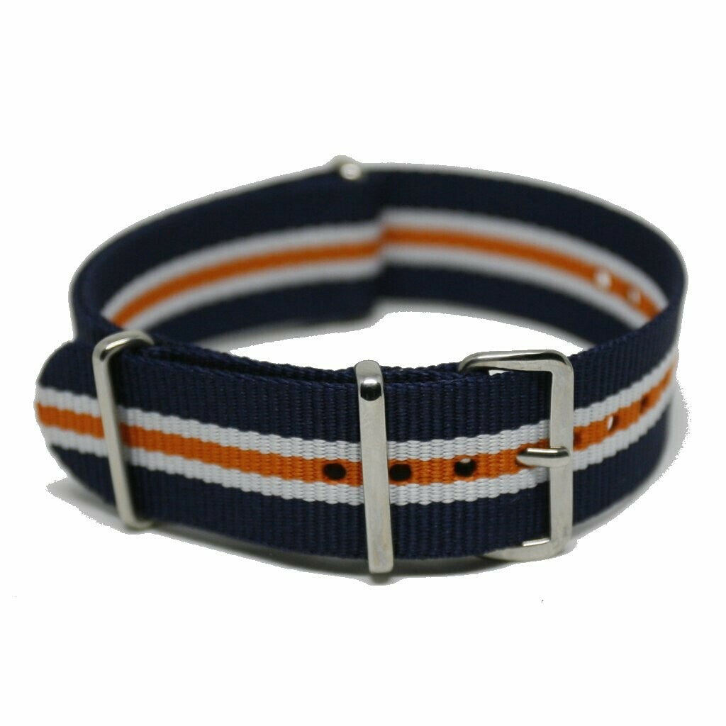 NATO hihna 19MM Sininen/valkoinen/oranssi