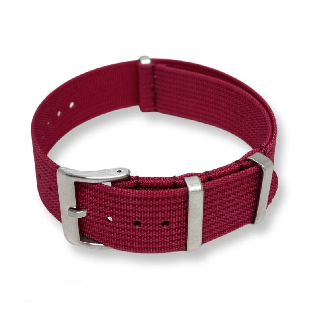 Ribbed Nato hihna Tummanpunainen
