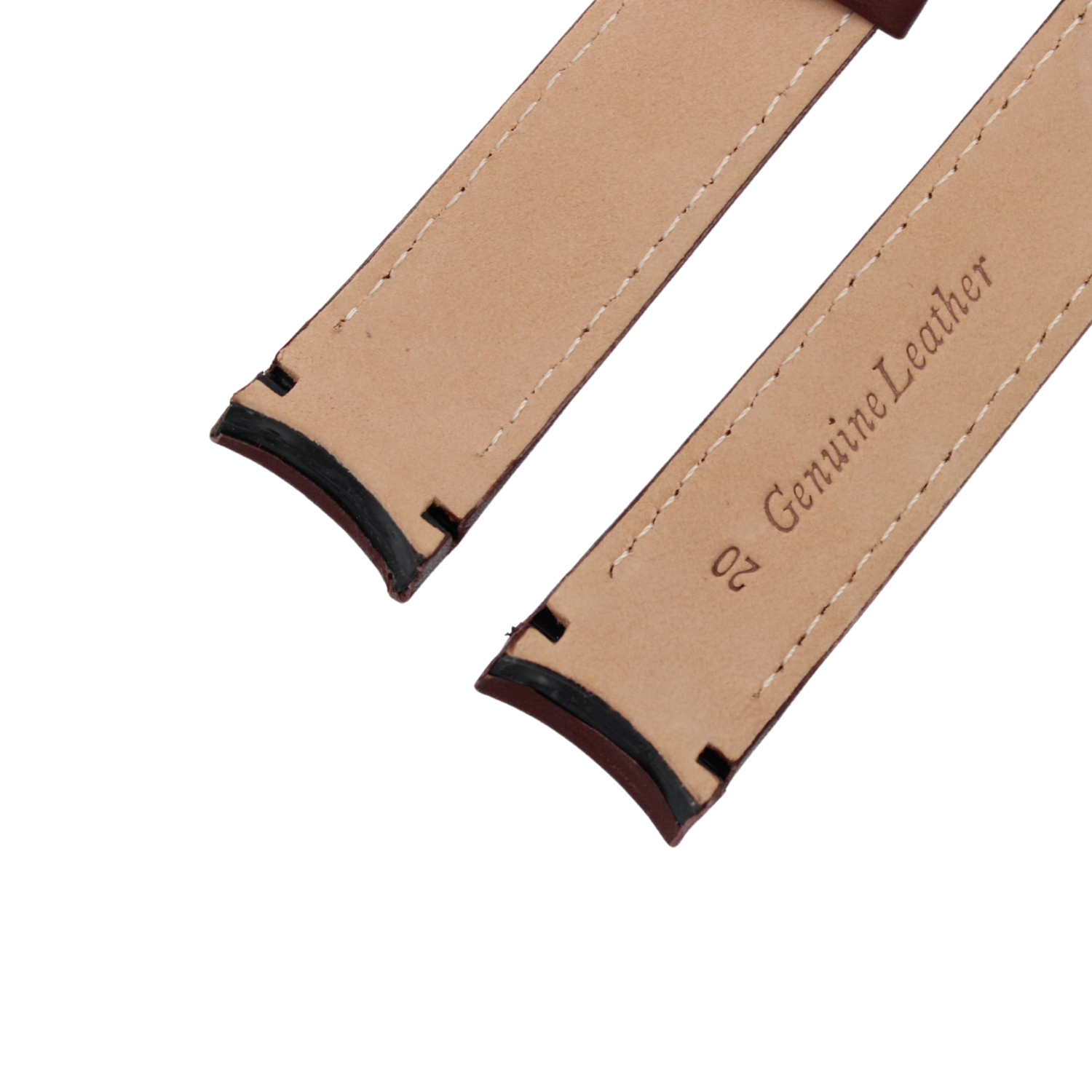 Brunello Curved - Ruskea nahkahihna, jossa on yhteensopivat tikkaukset