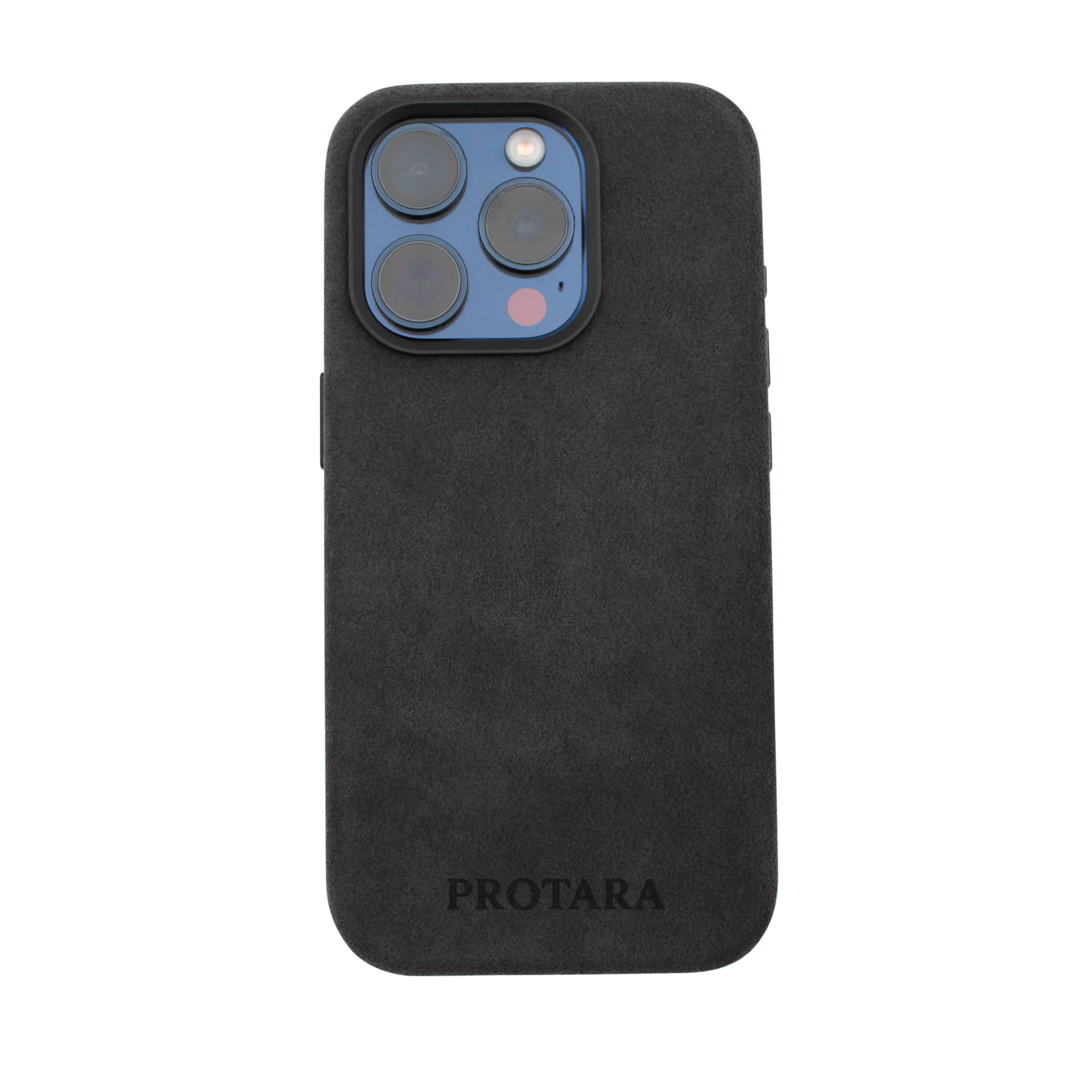 PROTARA Alcantara iPhone 15 Pro suojakotelo - Midnight Jet Black - keskiyönmusta